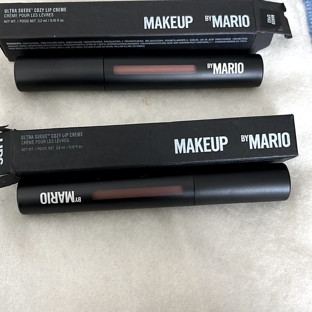 (2) NIB MAKEUP by MARIO NAKED SPICE & MOCHA LATTE Ultra Suede Cozy LIP CRÈME